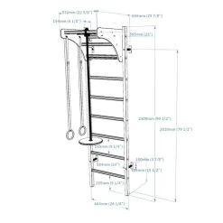 BenchK 211 + A076 Swedish Ladder For Kids With Gymnastic Accessories -Fitness Equipment Store BenchK 211WA204 04