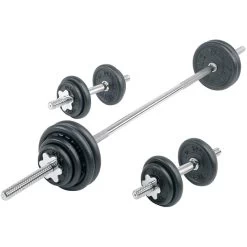 York Barbell Contour Cast Iron Spinlock Dumbbell / Barbell Set